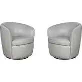 Barolo Swivel Club Chair in Steamboat Ice Grey Italian Leather (Set of 2)