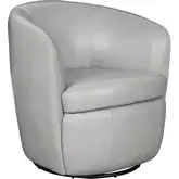 Barolo Swivel Club Accent Chair in Steamboat Ice Gray Italian Leather
