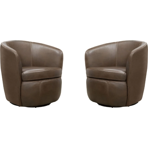 Barolo Swivel Club Chair in Vintage Brown Italian Leather (Set of 2)