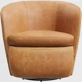 Barolo Swivel Accent Club Chair in Vintage Caramel Tan Brown Italian Leather
