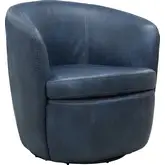 Barolo Swivel Club Chair in Vintage Navy Blue Leather