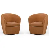 Barolo Swivel Accent Club Chair in Vintage Onyx Italian Leather (Set of 2)