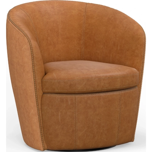 Barolo Swivel Accent Club Chair in Vintage Onyx Italian Leather