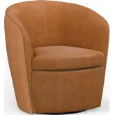 Barolo Swivel Accent Club Chair in Vintage Onyx Italian Leather