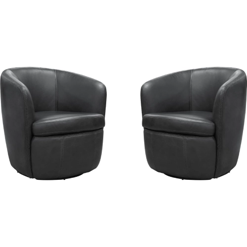 Barolo Swivel Club Chair in Vintage Slate Grey Italian Leather (Set of 2)