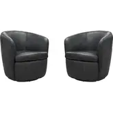 Barolo Swivel Club Chair in Vintage Slate Grey Italian Leather (Set of 2)