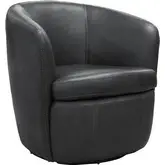 Barolo Swivel Club Chair in Vintage Slate Grey Leather