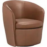 Barolo Swivel Club Accent Chair Vintage Whiskey Brown Italian Leather
