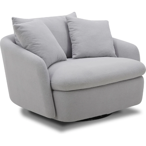 Boomer Large Swivel Chair with 2 Pillows in Dove Grey Fabric