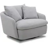 Boomer Large Swivel Chair with 2 Pillows in Dove Grey Fabric