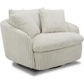 Boomer Large Swivel Chair with 2 Pillows in Ivory Fabric
