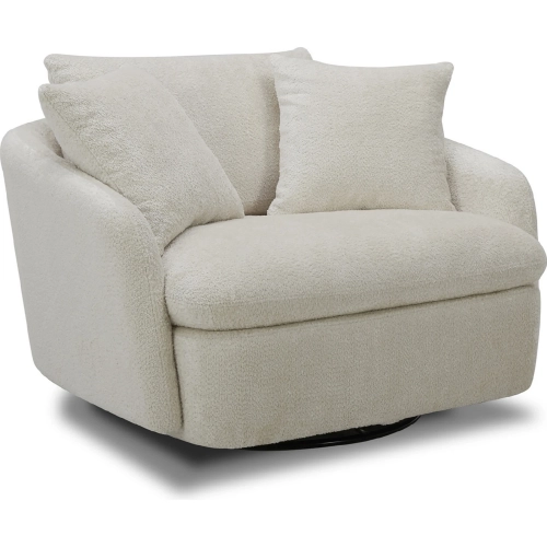 Boomer Large Swivel Chair with 2 Pillows in Sand Fabric