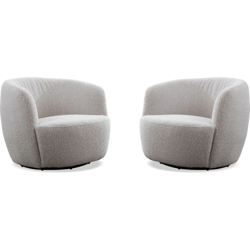 Carina Swivel Barrel Chair in Bloke Beige Cotton Fabric (Set of 2)