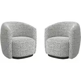 Tatum Swivel Accent Chair in Nightshade Grey Fabric (Set of 2)