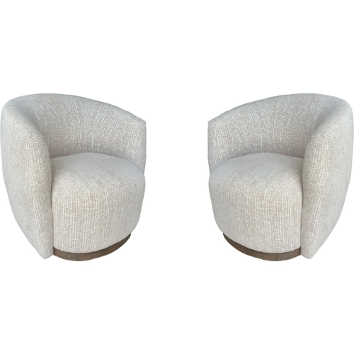Tatum Swivel Accent Chair in Sand Dollar Beige Fabric & Wood (Set of 2)
