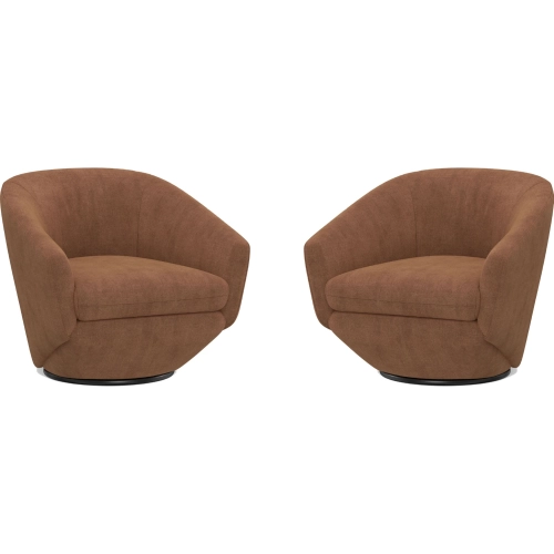 The Twist Swivel Accent Chair in Elise Rust Fabric (Set of 2)