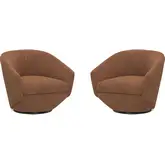 The Twist Swivel Accent Chair in Elise Rust Fabric (Set of 2)