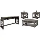 Sundance Coffee Cocktail Table, 2 End Tables & Console Table Set in Grey Wood