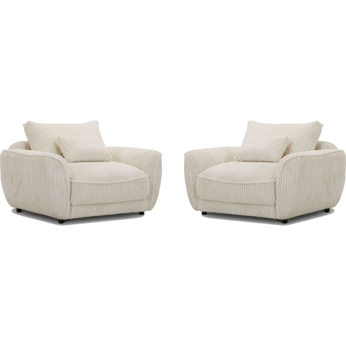 Utopia Accent Chair & A Half with Lumbar Pillow in Ivory Fabric (Set of 2)