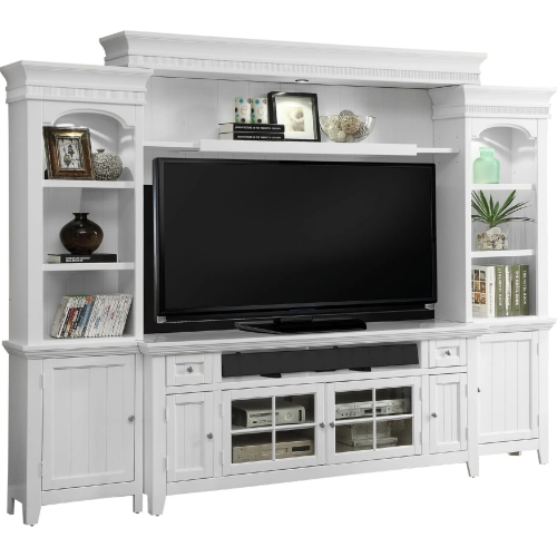 Tidewater 4 Piece 112" Entertainment Wall in Vintage White