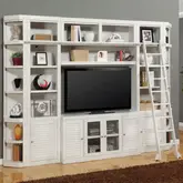 Boca Space Saver Library Style Entertainment Wall Unit with Ladder in Cottage White