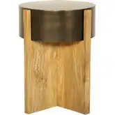Aspen 22" Round End Table in Mango Wood & Bronze
