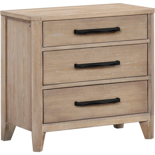 Breckenridge 3 Drawer Nightstand with USB Port in Mocha Brown Wood