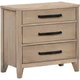 Breckenridge 3 Drawer Nightstand with USB Port in Mocha Brown Wood