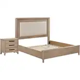 Breckenridge 2 Piece King Bedroom Set in Mocha Brown Wood & Neutral Fabric