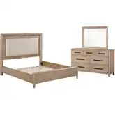 Breckenridge 3 Piece King Bedroom Set in Mocha Brown Wood & Neutral Fabric