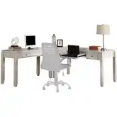 Boca L Shape Desk in Cottage White Wood