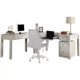 Boca L Shape Desk with Lateral File in Cottage White Wood