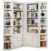 Boca 5 Piece L Shape Corner Bookcase Wall in Cottage White Wood