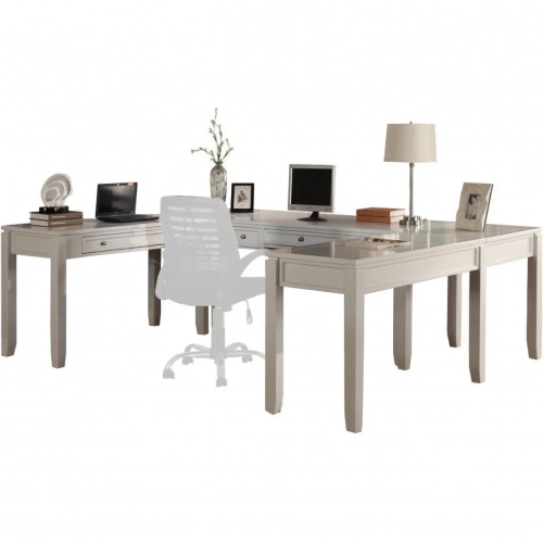 Boca U Shape Desk in Cottage White Wood