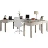 Boca U Shape Desk in Cottage White Wood