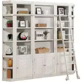 Boca 6 Piece Bookcase Library Wall with Corners in Cottage White Wood
