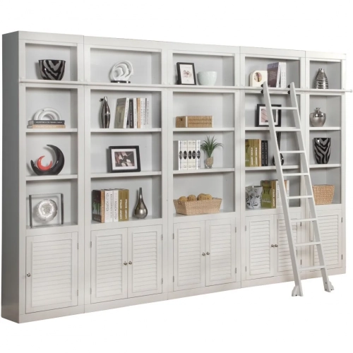 Boca 6 Piece Bookcase Library Wall in Cottage White Wood