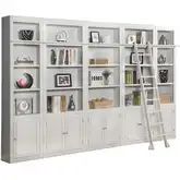 Boca 6 Piece Bookcase Library Wall in Cottage White Wood