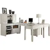 Boca U Shape Desk with Credenza File & Hutch in Cottage White Wood