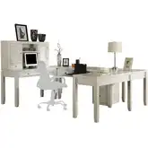 Boca U Shape Desk with Hutch & File in Cottage White Wood