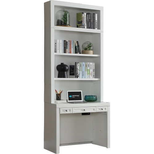 Catalina 40" Library Desk & Hutch in Cottage White Wood