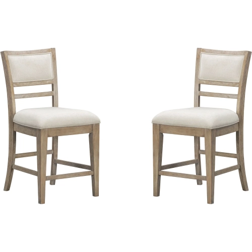 Breckenridge Counter Stool in Mocha Brown Wood & Neutral Fabric (Set of 2)