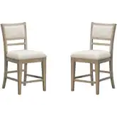 Breckenridge Counter Stool in Mocha Brown Wood & Neutral Fabric (Set of 2)
