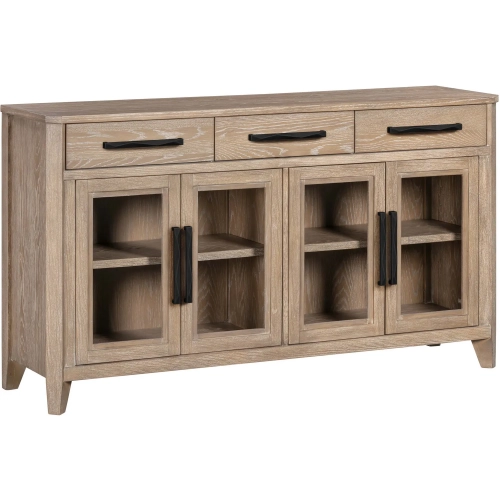 Breckenridge Dining Buffet Server in Mocha Brown Wood & Glass