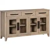 Breckenridge Dining Buffet Server in Mocha Brown Wood & Glass