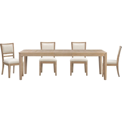 Breckenridge 5 Piece Dining Set in Mocha Brown Wood & Neutral Fabric