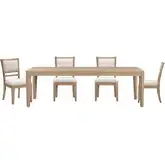 Breckenridge 5 Piece Dining Set in Mocha Brown Wood & Neutral Fabric