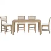 Breckenridge 5 Piece Counter Dining Set in Mocha Brown Wood & Neutral Fabric
