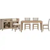Breckenridge 6 Piece Counter Dining Set in Mocha Brown Wood & Neutral Fabric