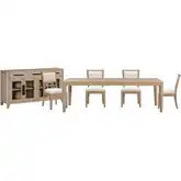 Breckenridge 6 Piece Dining Set in Mocha Brown Wood & Neutral Fabric